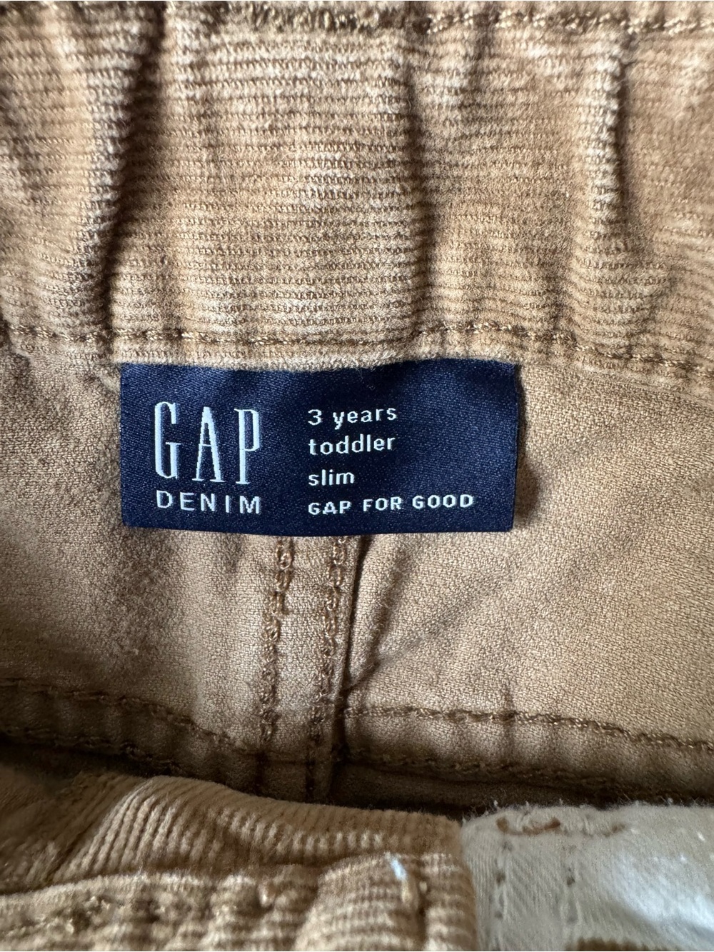 GAP Kids Tan Corduroy Slim Fit Pants Toddler Size 3 Years Brown Corduroy - Picture 4 of 6